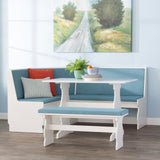 Kitchen Breakfast Corner Nook Table Booth Bench Dining Set in Capri Blue Breakfast Nook Modern Style - Francoshouseholditems