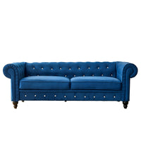 Chesterfield Sofa Sectional Sofa Velvet Upholstered Loveseat 2 Seater Couch Rolled Arm for Living Room - Francoshouseholditems