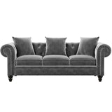 Sofa Set Button Tufted Velvet Upholstered Low Back Loveseat &amp; 3 Seat Sofa Roll Arm Classic,5 Pillows Sectional Sofa - Francoshouseholditems