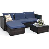 Patio Rattan Furniture Set Sectional Conversation Sofa w/ Coffee Table - Francoshouseholditems