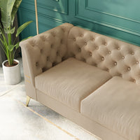 Sofa Sectional Sofa Velvet Upholstered 3 Seater Couch with Golden Metal Feet for Living Room - Francoshouseholditems