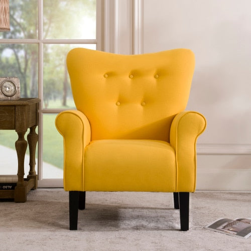 chair Roll Arm Living Room Cushion with Wooden Legs,Yellow - Francoshouseholditems