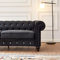 Living room sofa,  modern Chesterfield design sofa black 80 inches wide - Francoshouseholditems