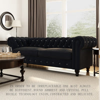 Living room sofa,  modern Chesterfield design sofa black 80 inches wide - Francoshouseholditems