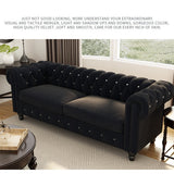 Living room sofa, velvet modern Chesterfield design sofa black - Francoshouseholditems