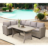 Patio Dining Table Set,Rattan Wicker Conversation Set,Sectional Sofa Set with Table &amp; Soft Cushion - Francoshouseholditems