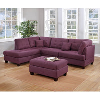 Modern Living Room Sofa 3pc Set Polyfiber Couch with Ottoman Warm Purple Easy Assembly - Francoshouseholditems