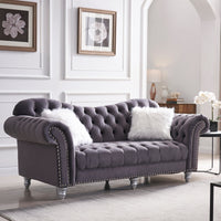Three-Seater Sofa, Two-Seater Sofa with Armrests , Backrest Buttons and Copper Nail Gray - Francoshouseholditems