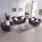 Three-Seater Sofa, Two-Seater Sofa with Armrests , Backrest Buttons and Copper Nail Gray - Francoshouseholditems