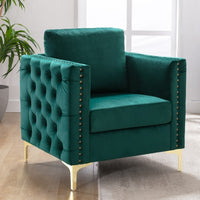 Accent Chair Club Chair Nailhead Trim with Golden Steel Legs for Living Room Bedroom Contemporary - Francoshouseholditems