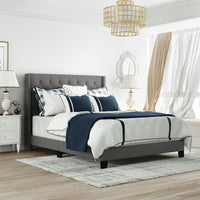 Headboard, Box Spring Needed, Beige Linen Fabric, Bedroom Furniture Queen Size Beige/Gray - Francoshouseholditems