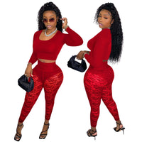 Pants Two Piece Set Women Black Red See Through Club Party Women Outfits Xmas Clothes - Francoshouseholditems