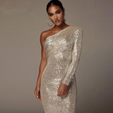 Dress Sparkle Glitzy Sequins Dress Mesh Patchwork Celebrity Christmas Party - Francoshouseholditems