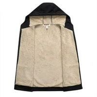 Men's Winter Plus Velvet Thickening A Set of Hooded Sportswear Casual Cardigan Warm Jacket - Francoshouseholditems
