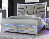 Bedroom Furniture Set Luxury 5 Pc Queen Bed Silver Nightstand  Dresser Chest Cabinet Cupboard - Francoshouseholditems