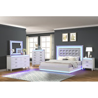 Bed Room Set Nightstand  Dresser Chest Cabinet Cupboard Forcer Milky White with Led  Bedroom Furniture - Francoshouseholditems
