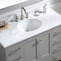 Double Bathroom Vanity in Grey with Carrara Marble Top with White Basins - Francoshouseholditems