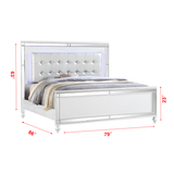 4 PCS Bedroom Set Include Luxury King Bed Frame Nightstand Dresser White Mirrored Glamorous Furniture - Francoshouseholditems