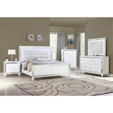 4 PCS Bedroom Set Include Luxury King Bed Frame Nightstand Dresser White Mirrored Glamorous Furniture - Francoshouseholditems